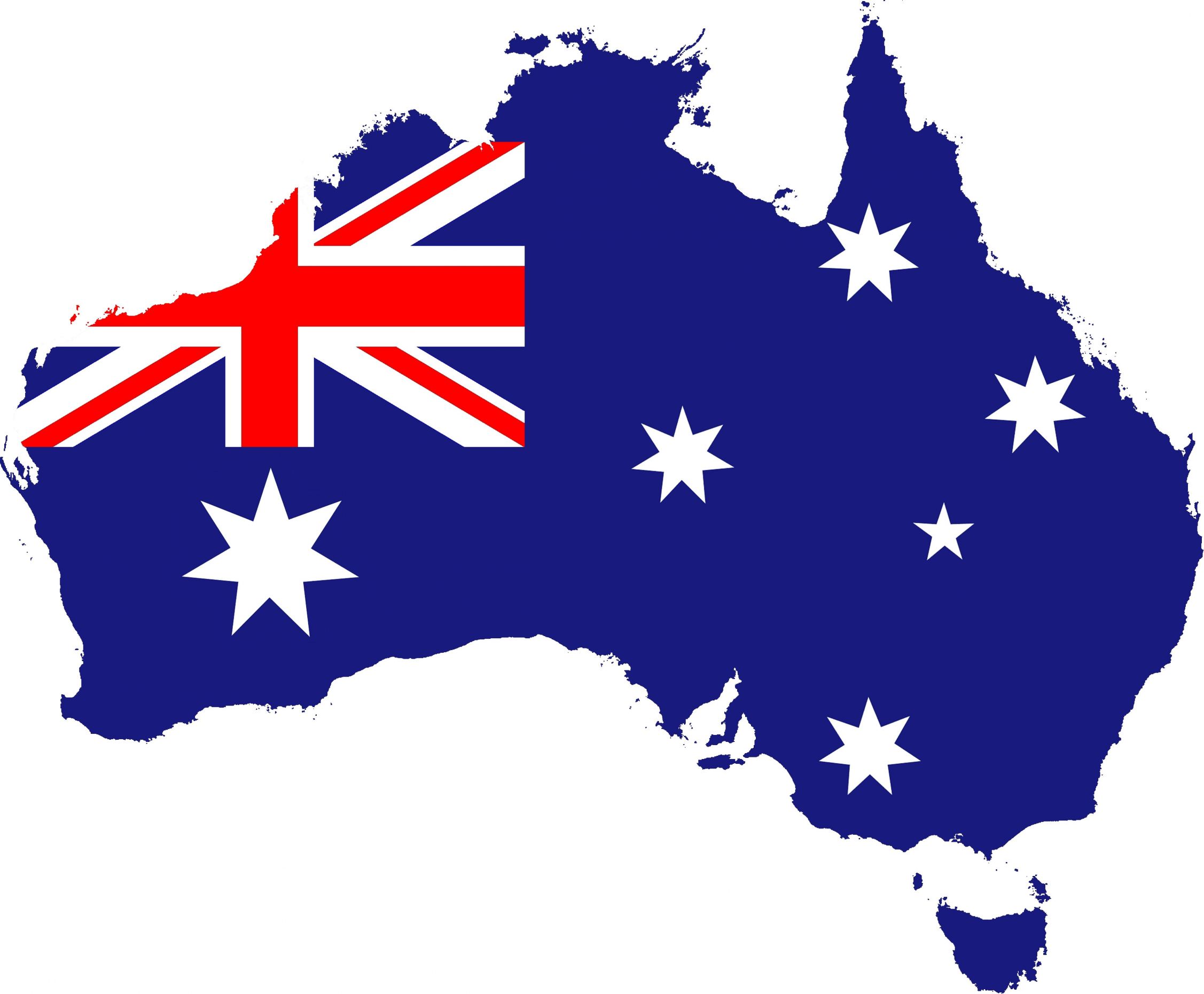 Map of Australia with Australian flag